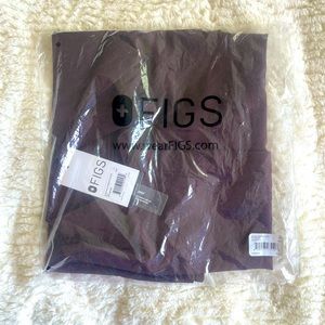 FIGS Women’s Dark Fig Rafaela Freex - Oversized Nurse Scrub Top, Size L, New